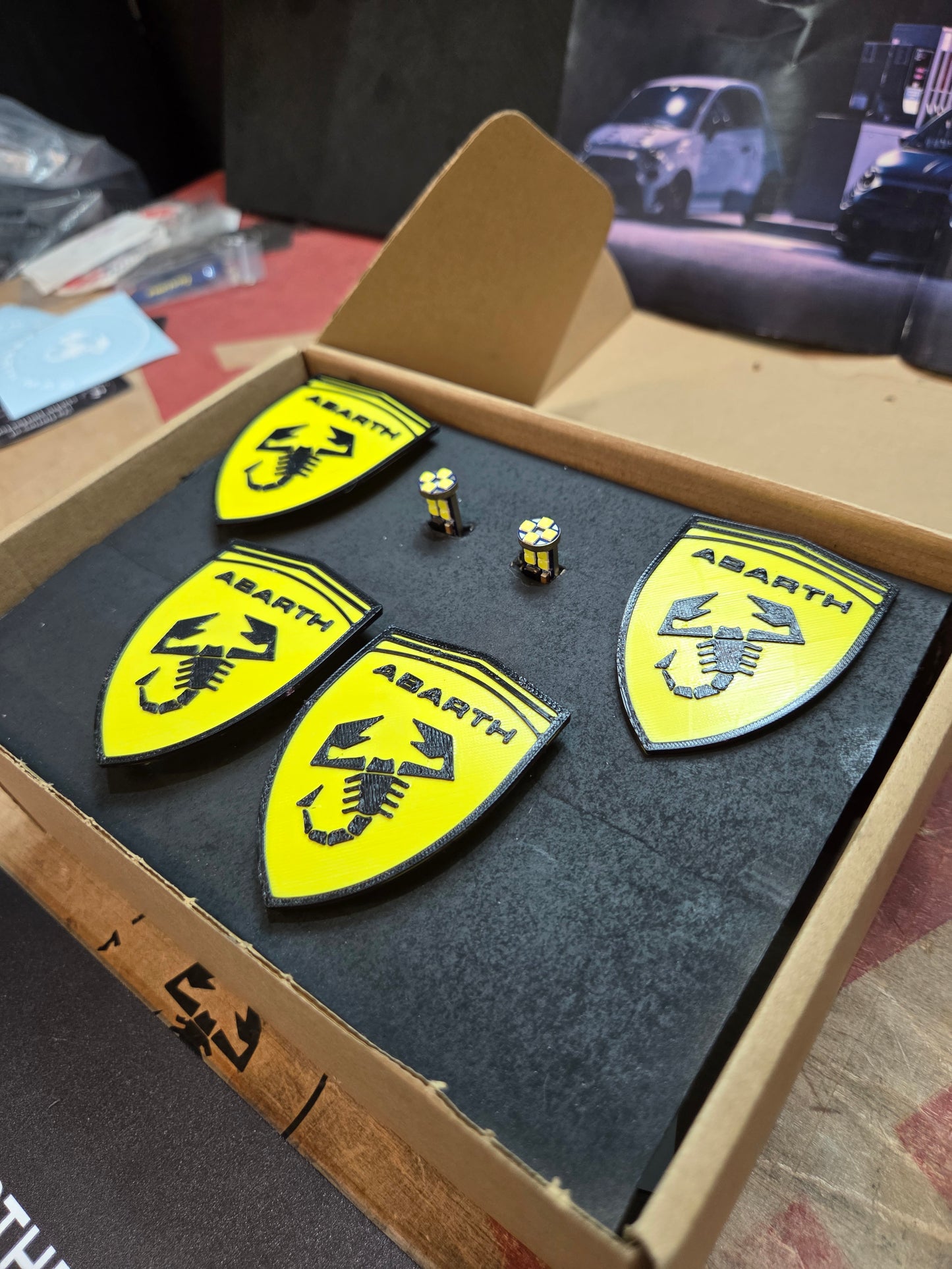 Abarth Fiat 500 3D Ferrari Style Front Side Markers Pair (2) Fenders Intermitentes Delanteros + Led