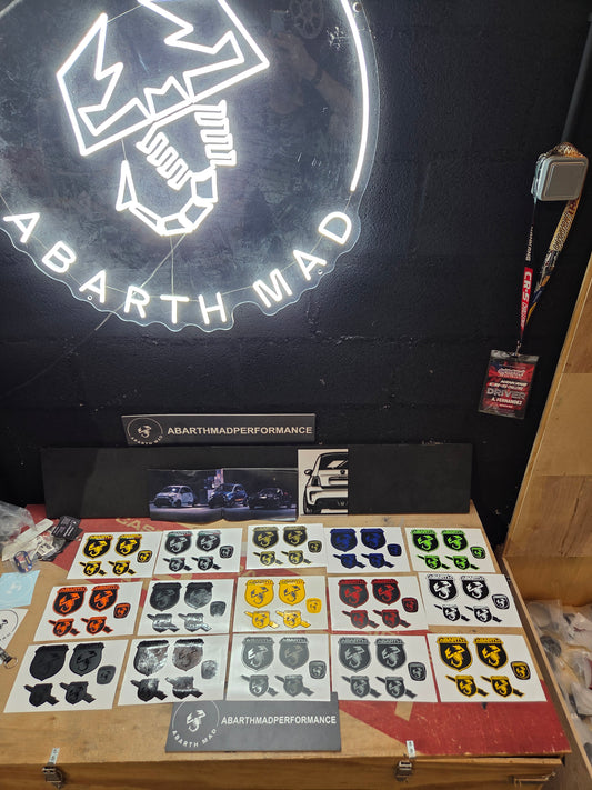 Abarth 500 All Model Set Vinyl Stickers Kit Logos Vinilo Emblemas (5 vinilos)