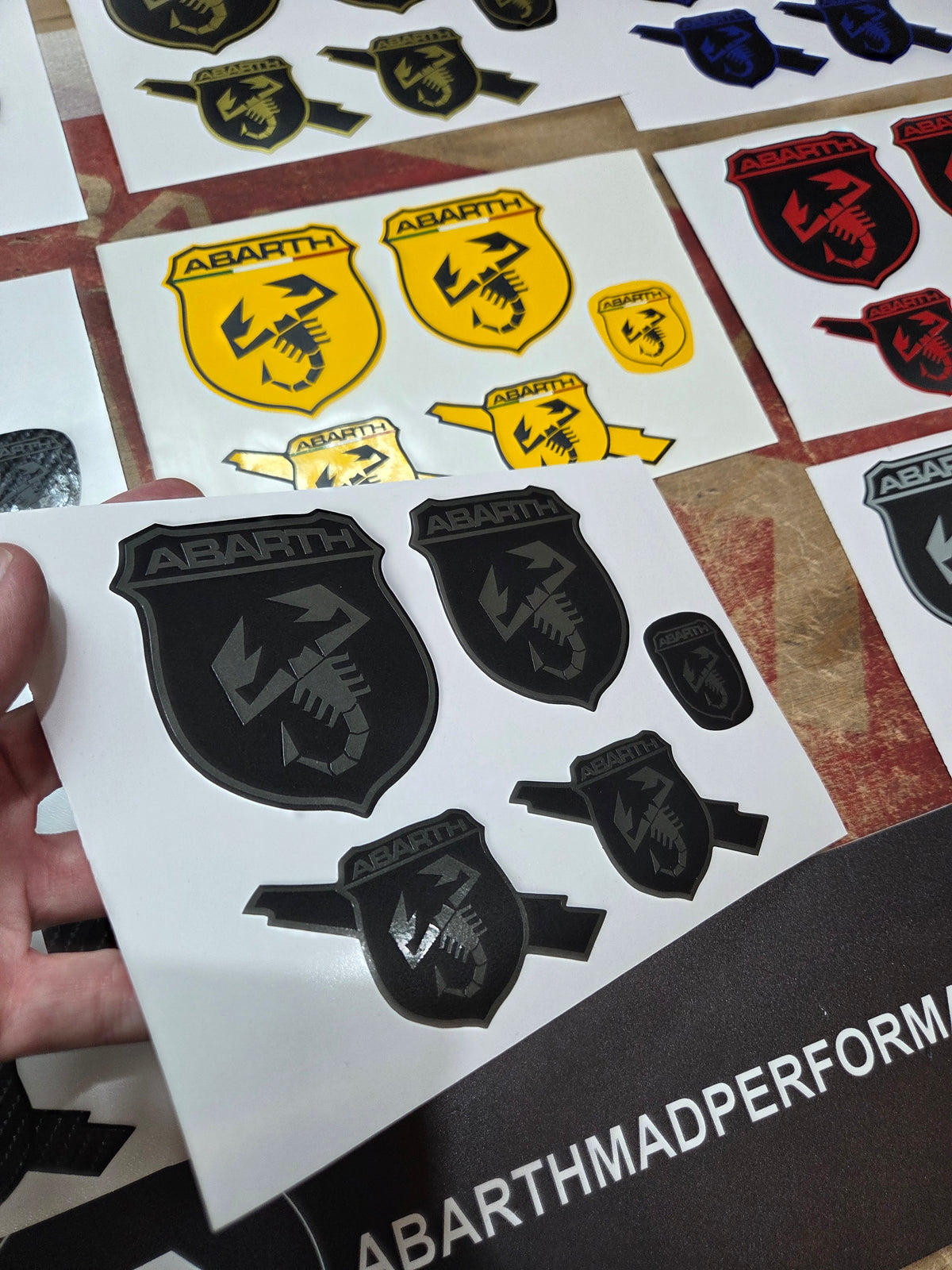 Abarth 500 All Model Set Vinyl Stickers Kit Logos Vinyl Emblems (5 vinyls)