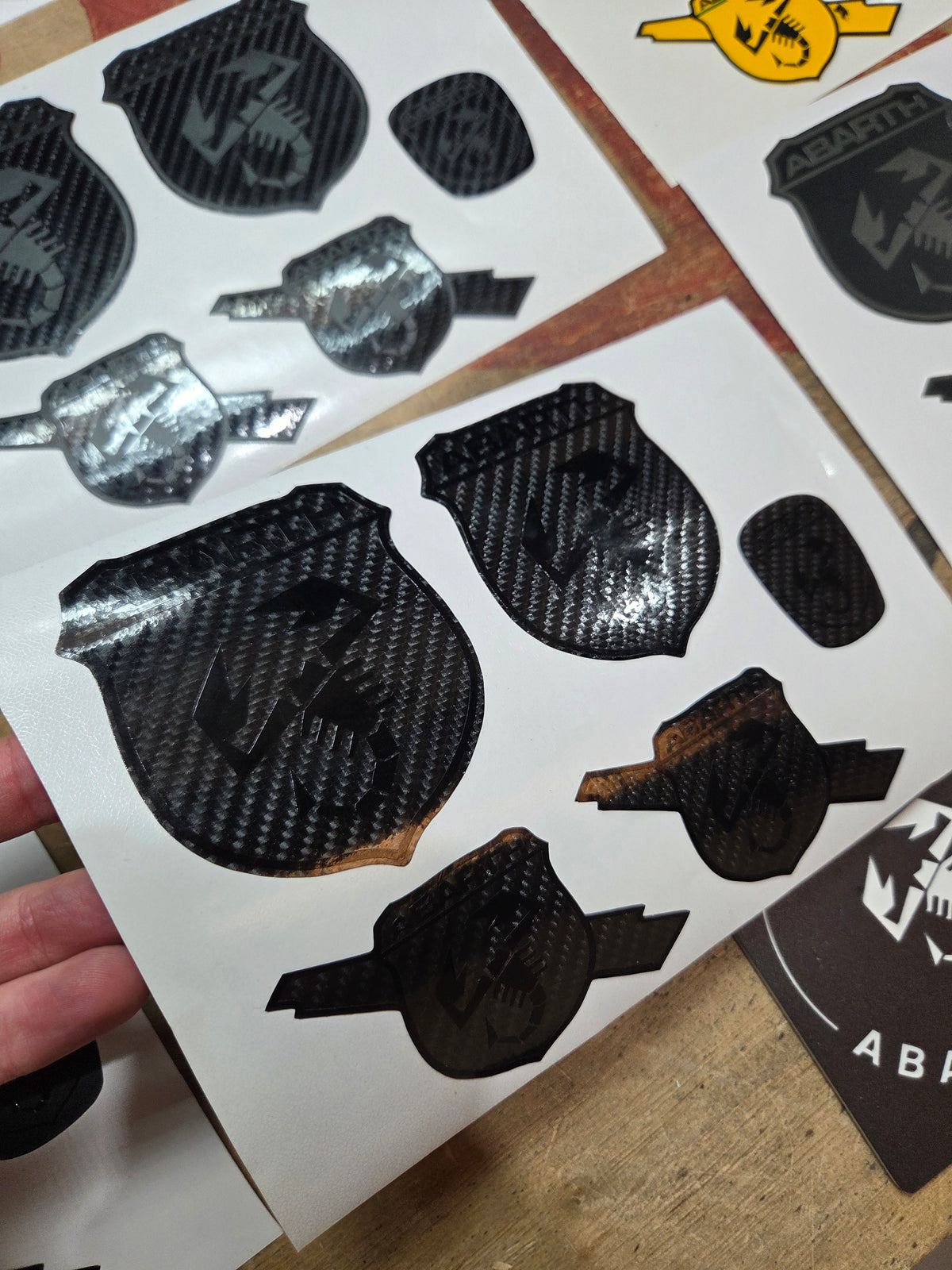 Abarth 500 Carbon Kit Logos Vinilo Emblemas Copri (5 vinilos)