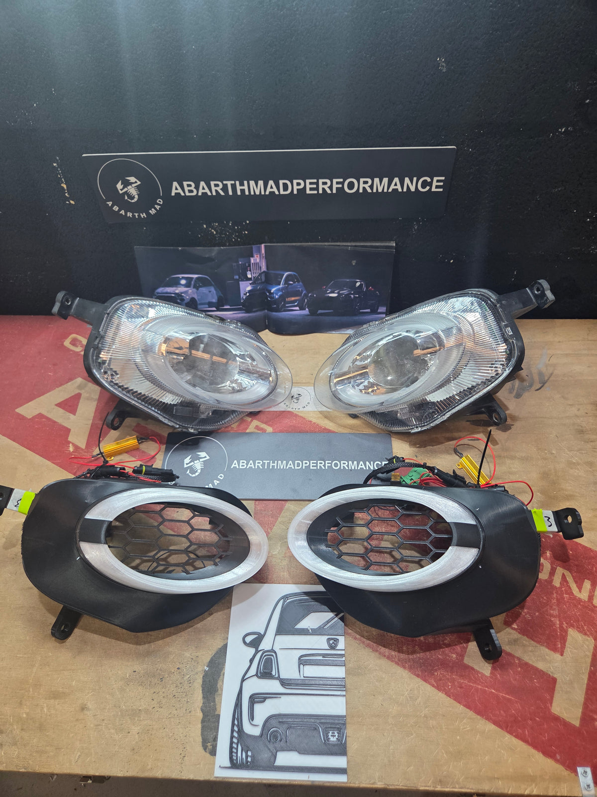 Abarth 500 All Model Custom Led Painted DRL Daylights Diurnos Faros Lights