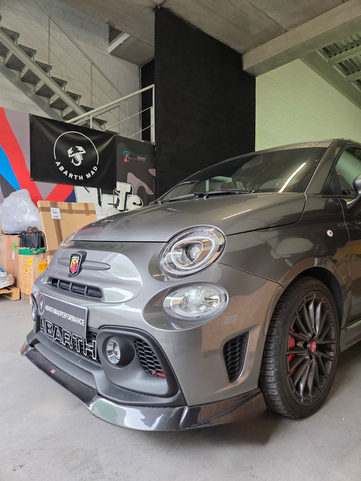 Abarth 5095 New 2016+ Restyling Carbon Fiber Front Bumper Lip Splitter Add-On Labio Delantero