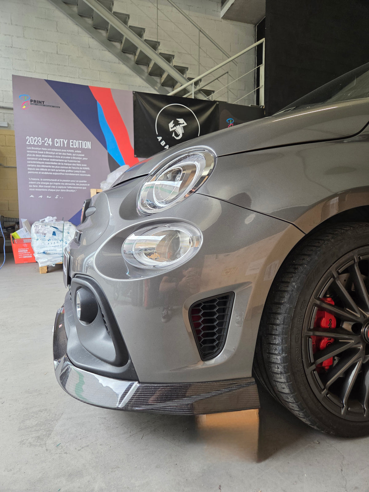Abarth 5095 New 2016+ Restyling Carbon Fiber Front Bumper Lip Splitter Add-On Labio Delantero