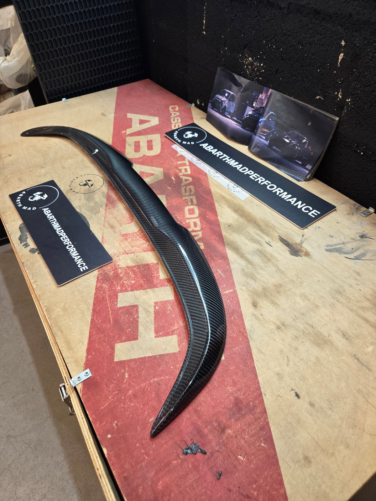 Abarth 500 Cabrio 100% Dry Carbon Fiber Spoiler Extended Visera Prolongación Aleron