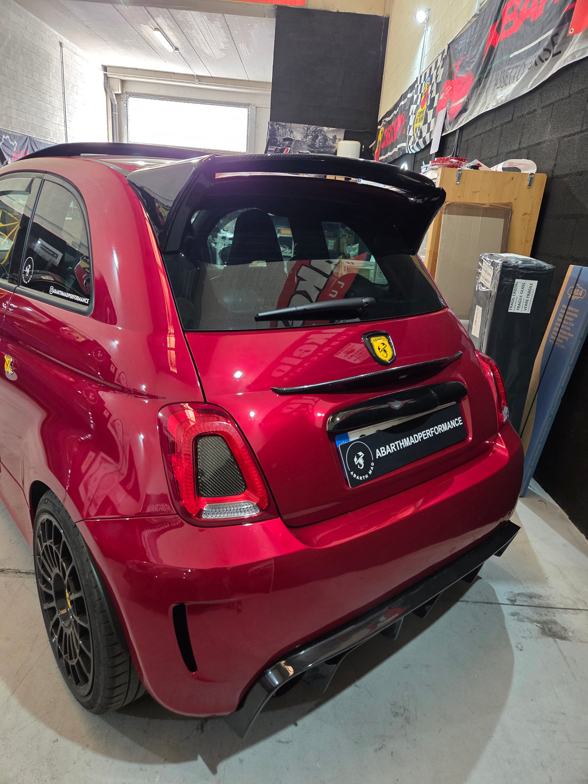 Abarth Fiat 500 All Model Trunk Mid RS Spoiler Carbon Fiber or Fiberglass FRP Alerón Visera Mediana