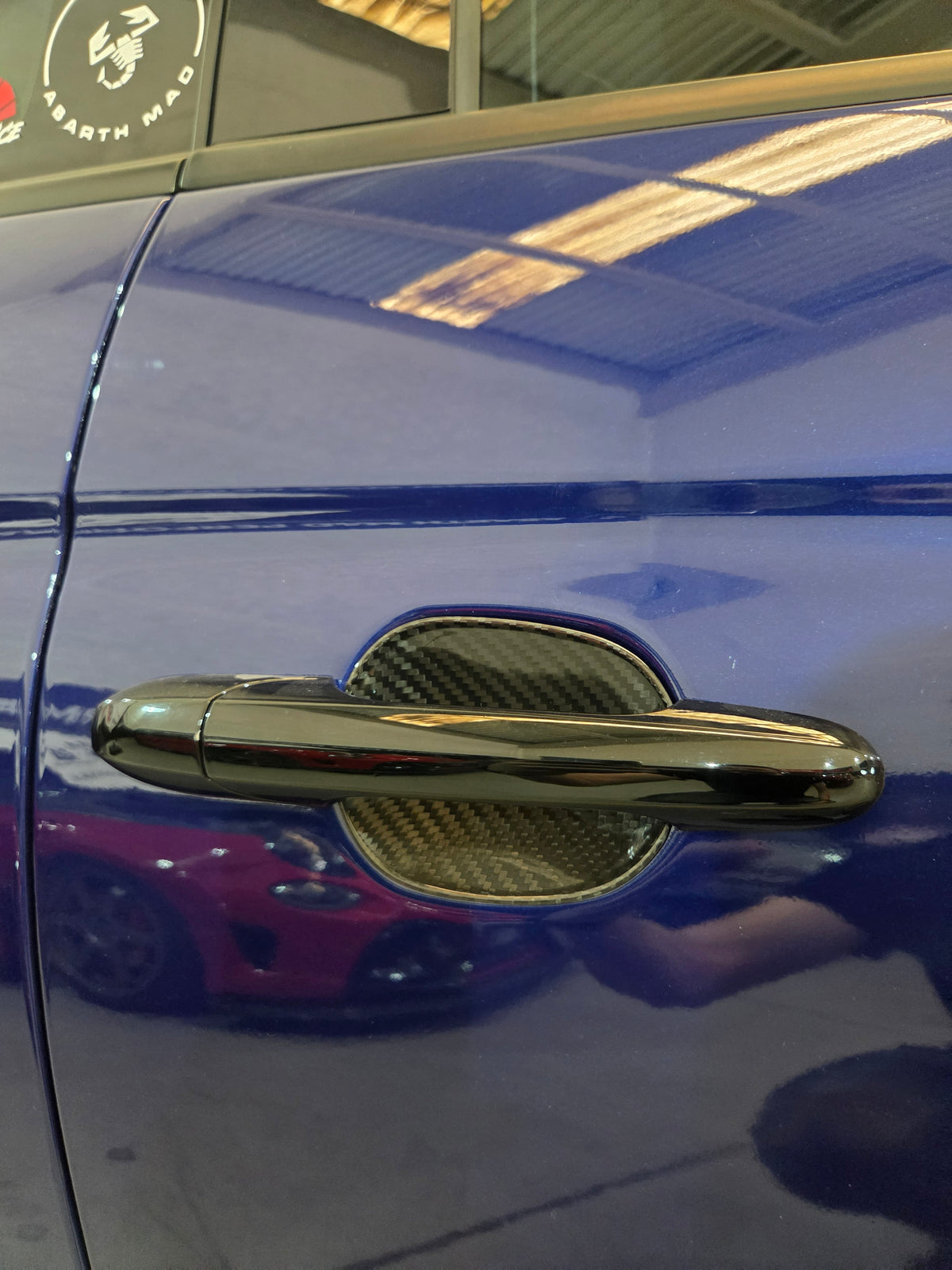 Abarth Fiat 500 All Model 100% Black Real Carbon Fiber Door Handle Inserts (2) Puertas Embellecedores Carbono