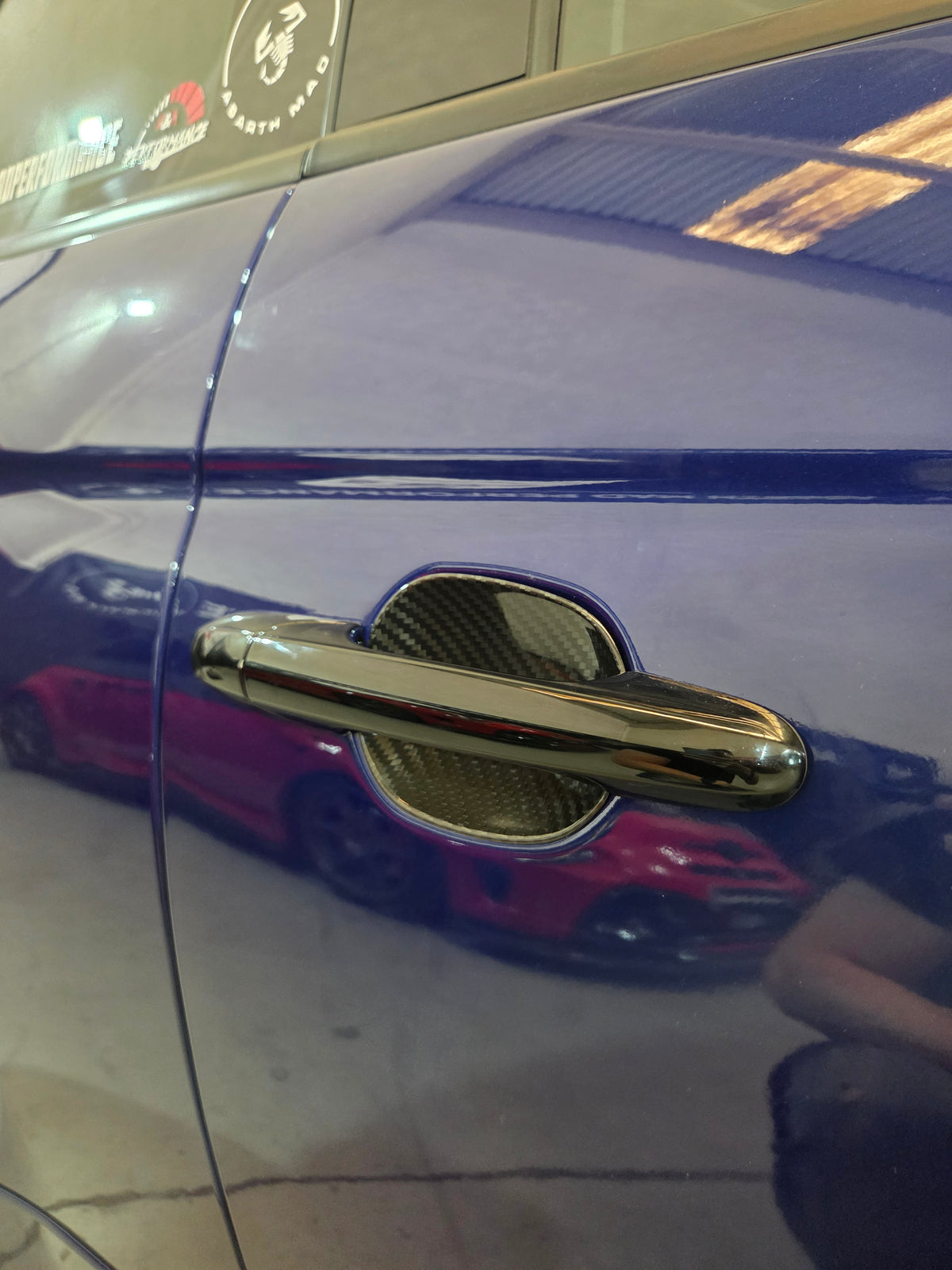 Abarth Fiat 500 All Model 100% Black Real Carbon Fiber Door Handle Inserts (2) Puertas Embellecedores Carbono
