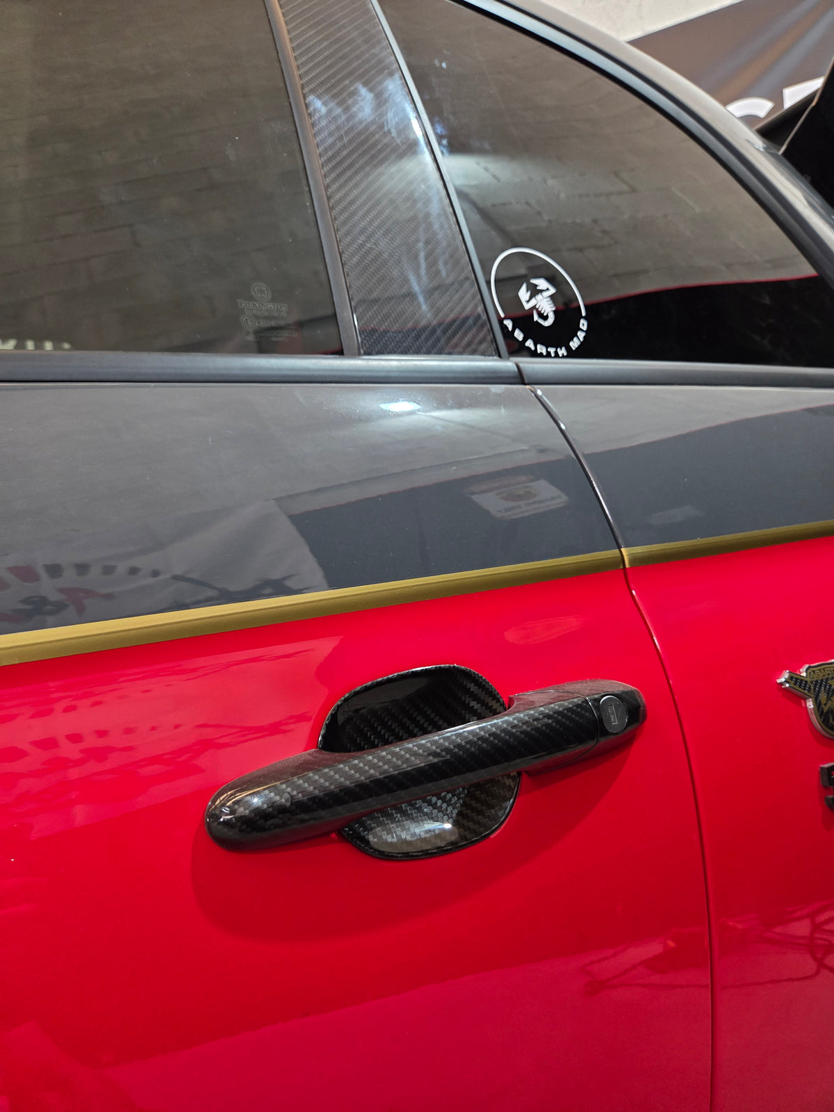 Abarth Fiat 500 All Model 100% Black Real Carbon Fiber Door Handle Inserts (2) Puertas Embellecedores Carbono