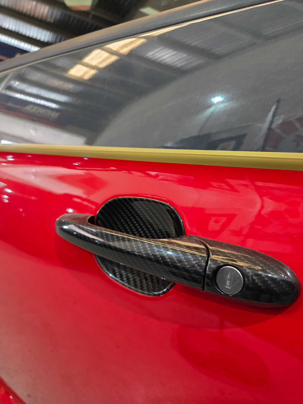 Abarth Fiat 500 All Model 100% Black Real Carbon Fiber Door Handle Inserts (2) Puertas Embellecedores Carbono