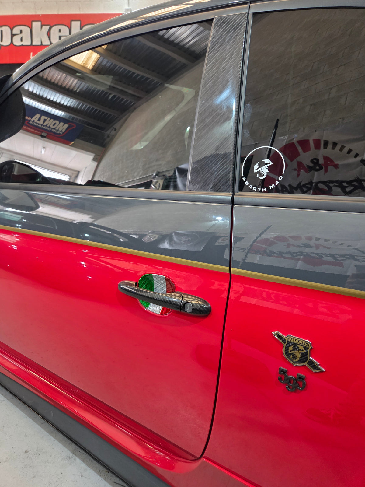 Abarth Fiat 500 All Model 100% Real Carbon Fiber Italy 🇮🇹 Door Handle Inserts (2) Puertas Embellecedores Carbono