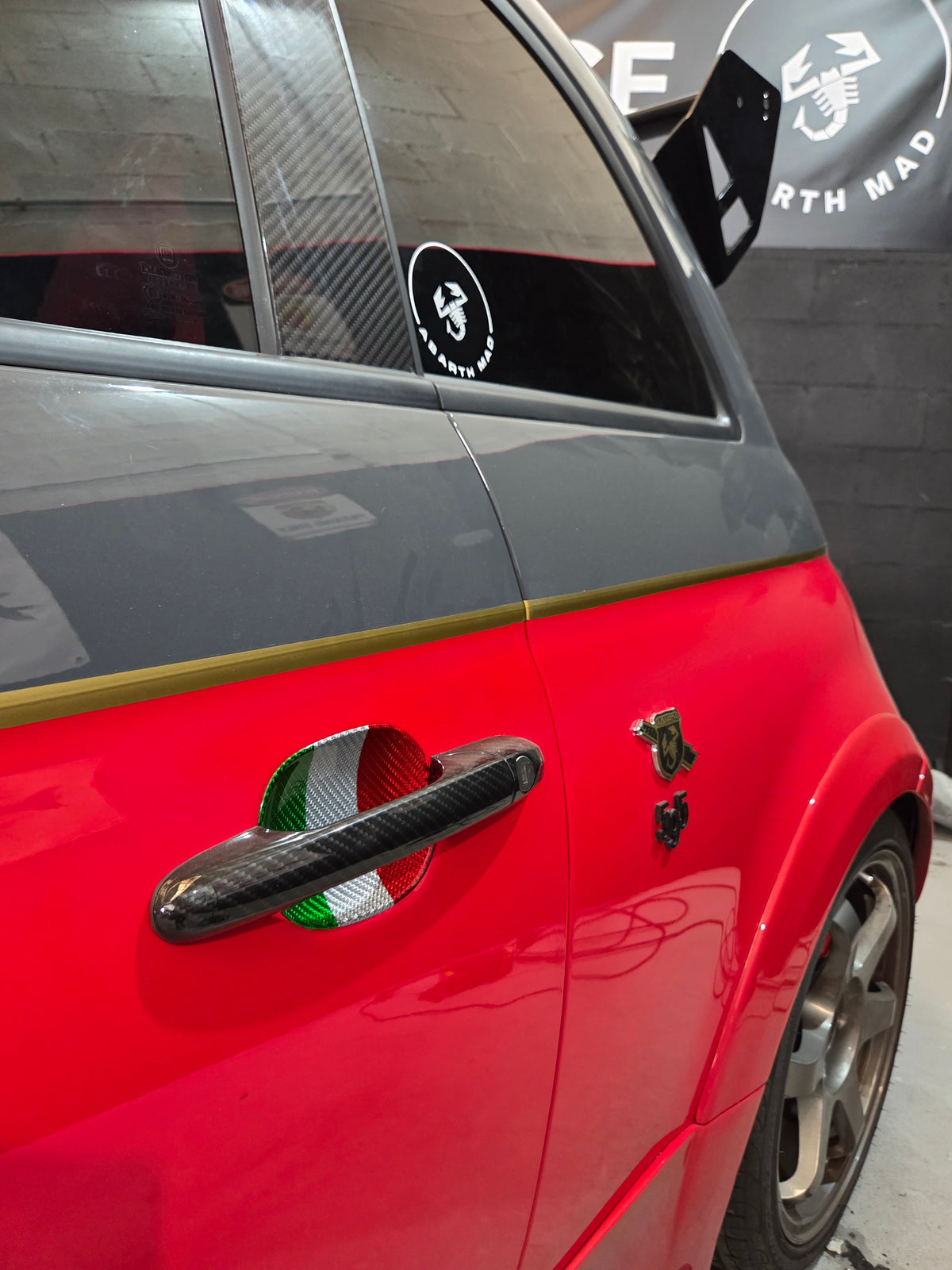 Abarth Fiat 500 All Model 100% Real Carbon Fiber Italy 🇮🇹 Door Handle Inserts (2) Puertas Embellecedores Carbono