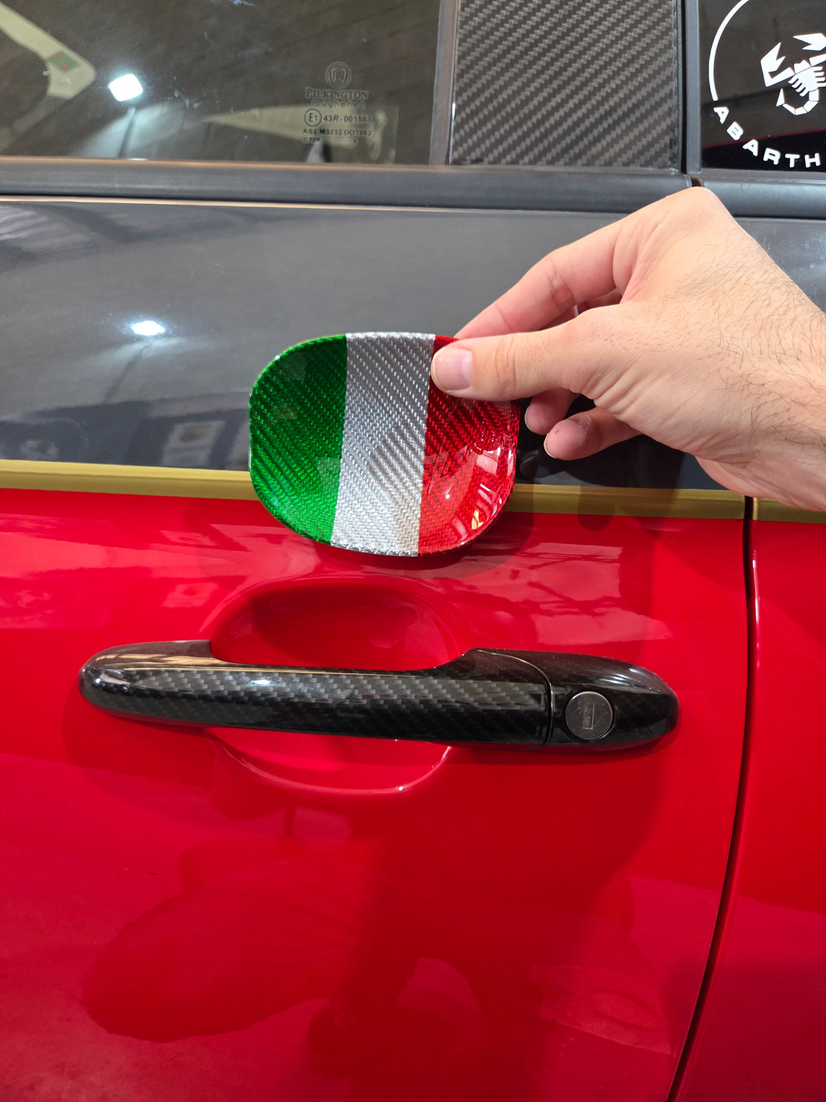 Abarth Fiat 500 All Model 100% Real Carbon Fiber Italy 🇮🇹 Door Handle Inserts (2) Puertas Embellecedores Carbono