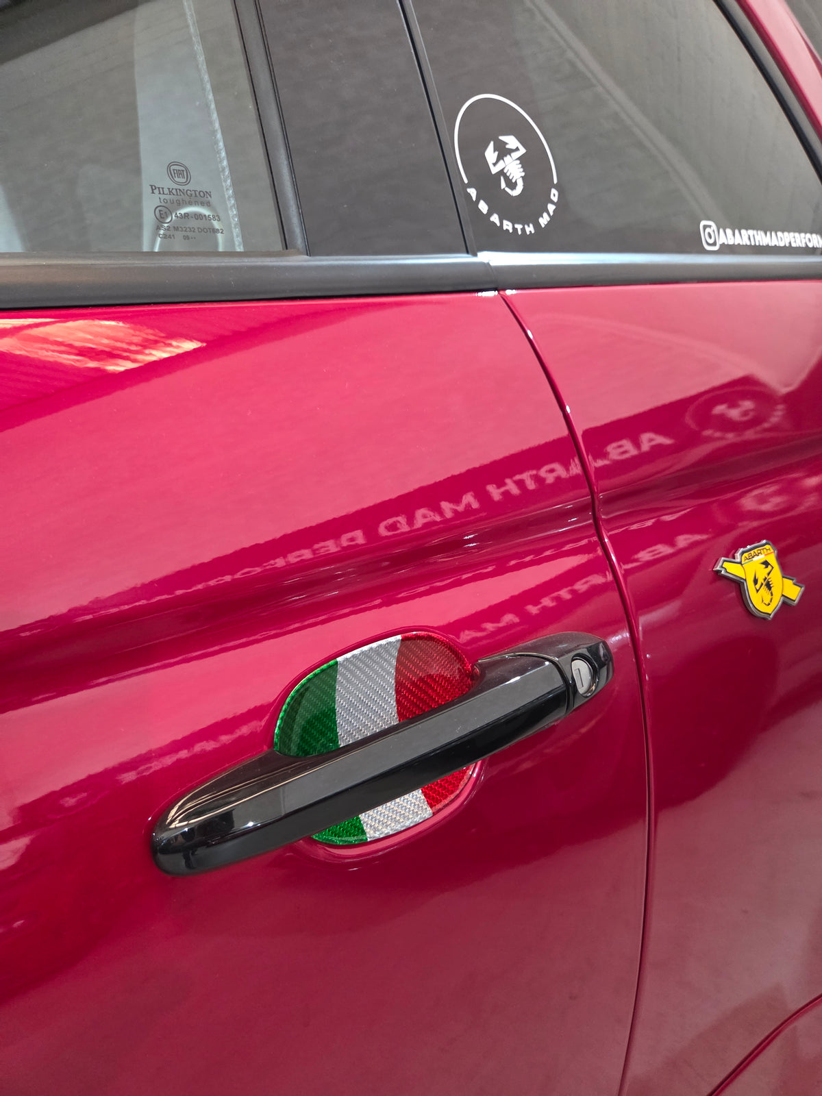 Abarth Fiat 500 All Model 100% Real Carbon Fiber Italy 🇮🇹 Door Handle Inserts (2) Puertas Embellecedores Carbono