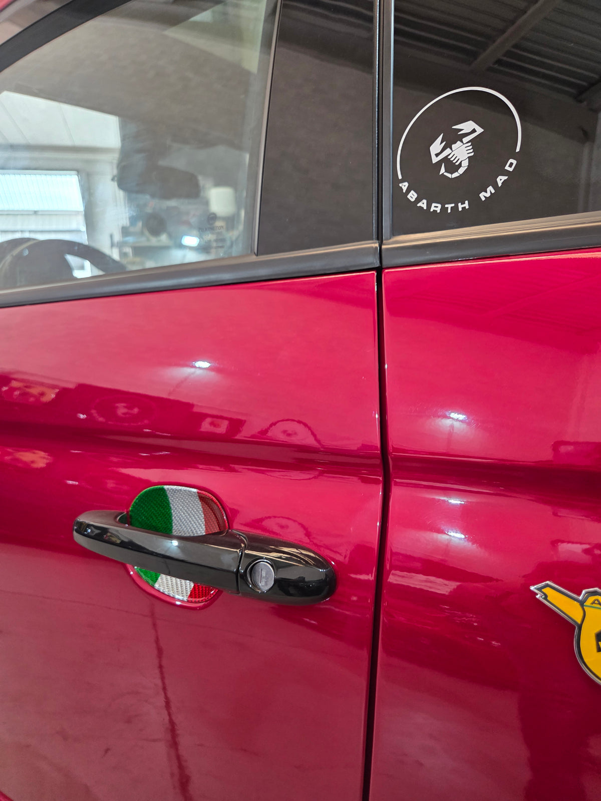 Abarth Fiat 500 All Model 100% Real Carbon Fiber Italy 🇮🇹 Door Handle Inserts (2) Puertas Embellecedores Carbono