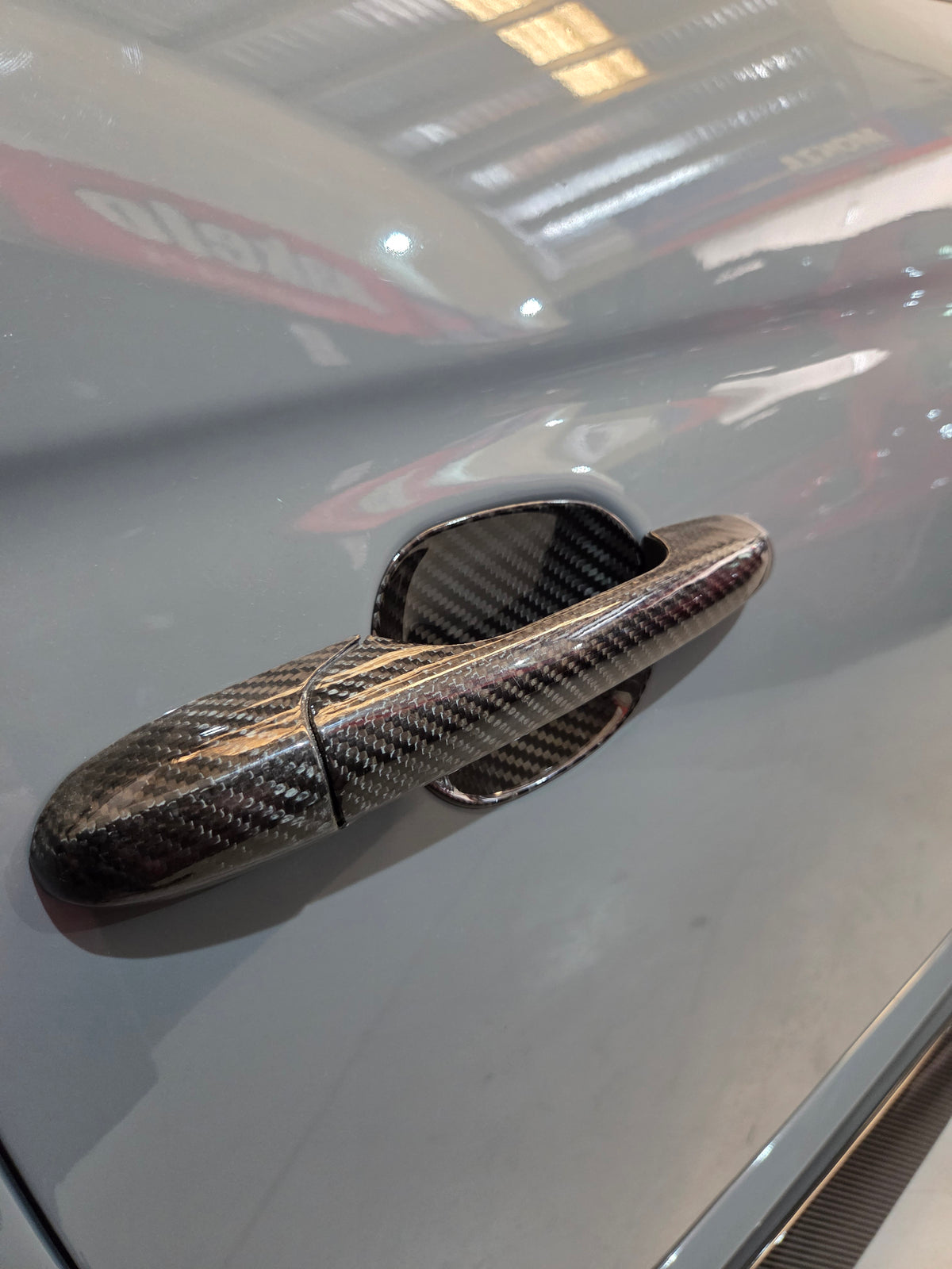 Abarth Fiat 500 All Model 100% Black Real Carbon Fiber Door Handle Inserts (2) Puertas Embellecedores Carbono
