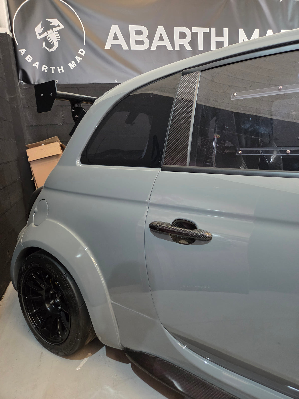 Abarth Fiat 500 All Model 100% Black Real Carbon Fiber Door Handle Inserts (2) Puertas Embellecedores Carbono