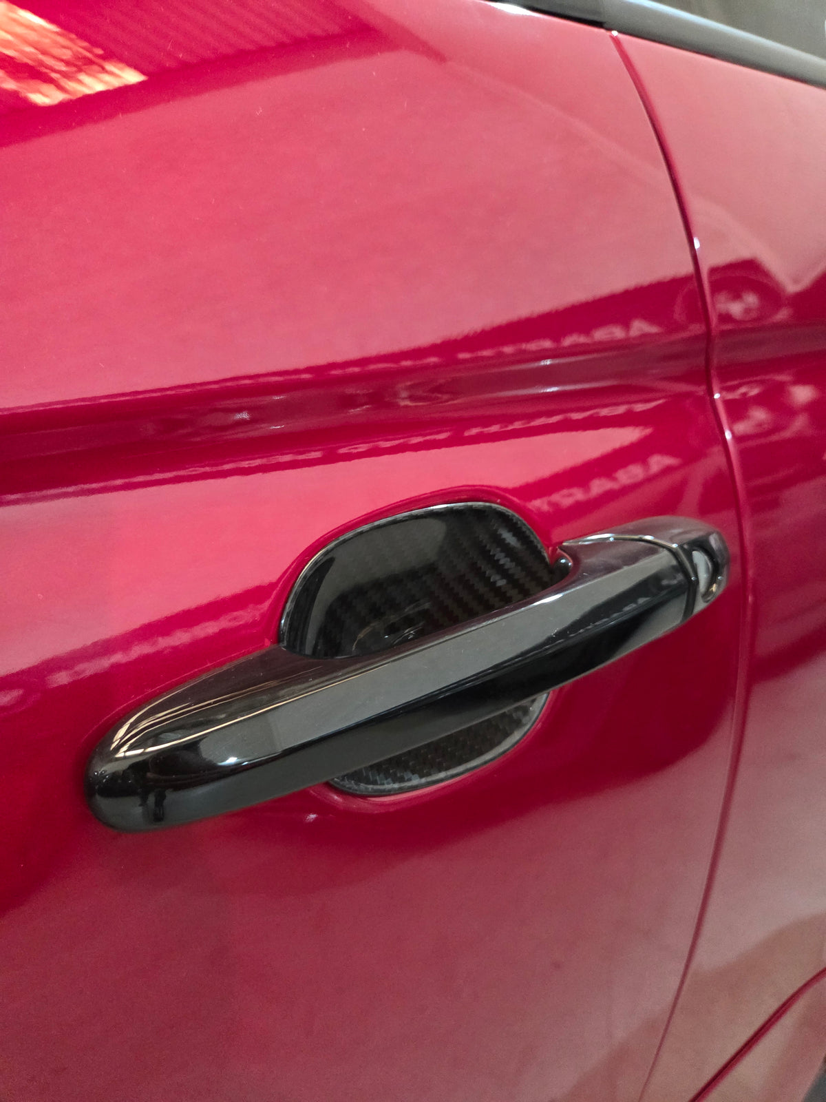 Abarth Fiat 500 All Model 100% Black Real Carbon Fiber Door Handle Inserts (2) Puertas Embellecedores Carbono
