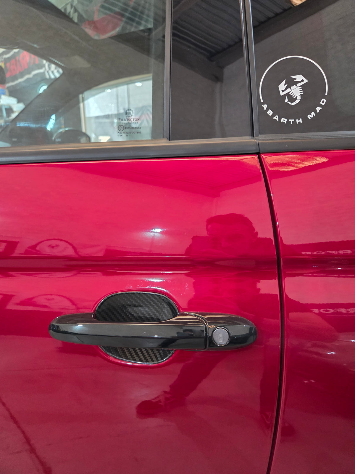 Abarth Fiat 500 All Model 100% Black Real Carbon Fiber Door Handle Inserts (2) Puertas Embellecedores Carbono