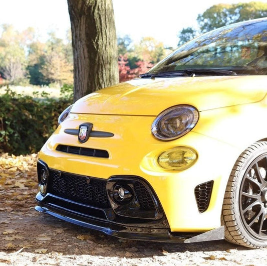 Abarth 595 695 2016+ Restyling Lip Labio Delantero Splitter Front Fibra + Aleta