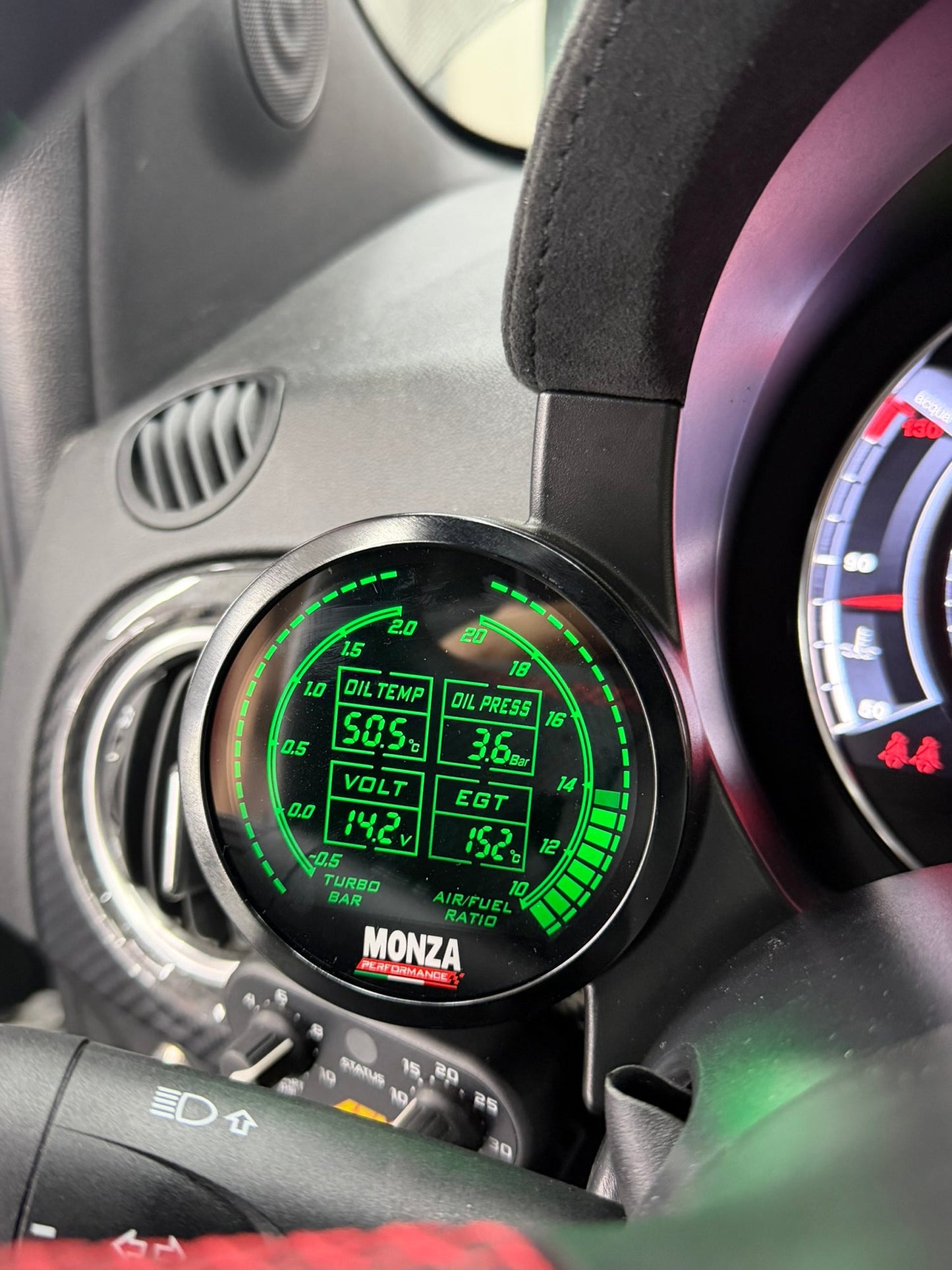 Abarth 500 595 695 Manometro Reloj Gauge 6-1 80mm Led Digital (Afr, egt, turbo...)