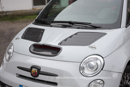 Abarth 500 All Model Hood Capó Fibra 978 o Carbono 979 Front + Side Air vents Ventilación Salidas Cadamuro