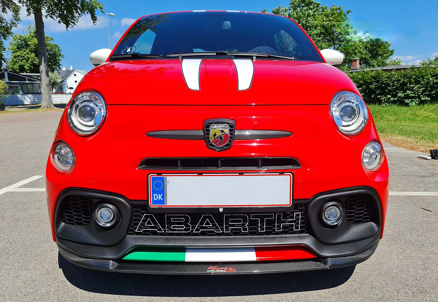 Abarth 2016+ Restyling Sforza Front Lip Splitter Frontal Labio Fibra o Carbon Fiber