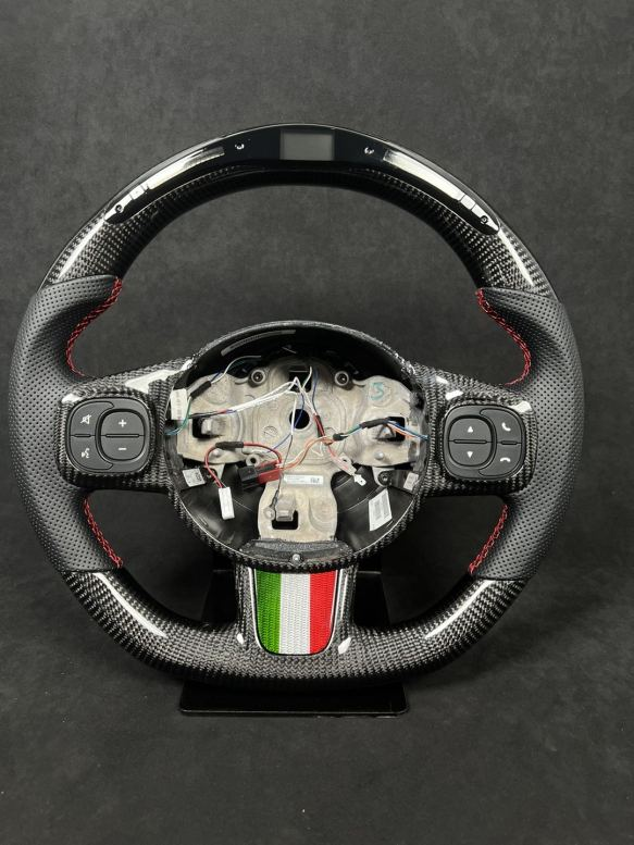 Abarth Display Led Carbon Fiber Steering Wheel Volante Carbono Custom