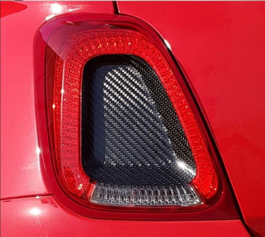 Abarth Cover Tapa Faros Traseros Restyling Fibra de Carbono