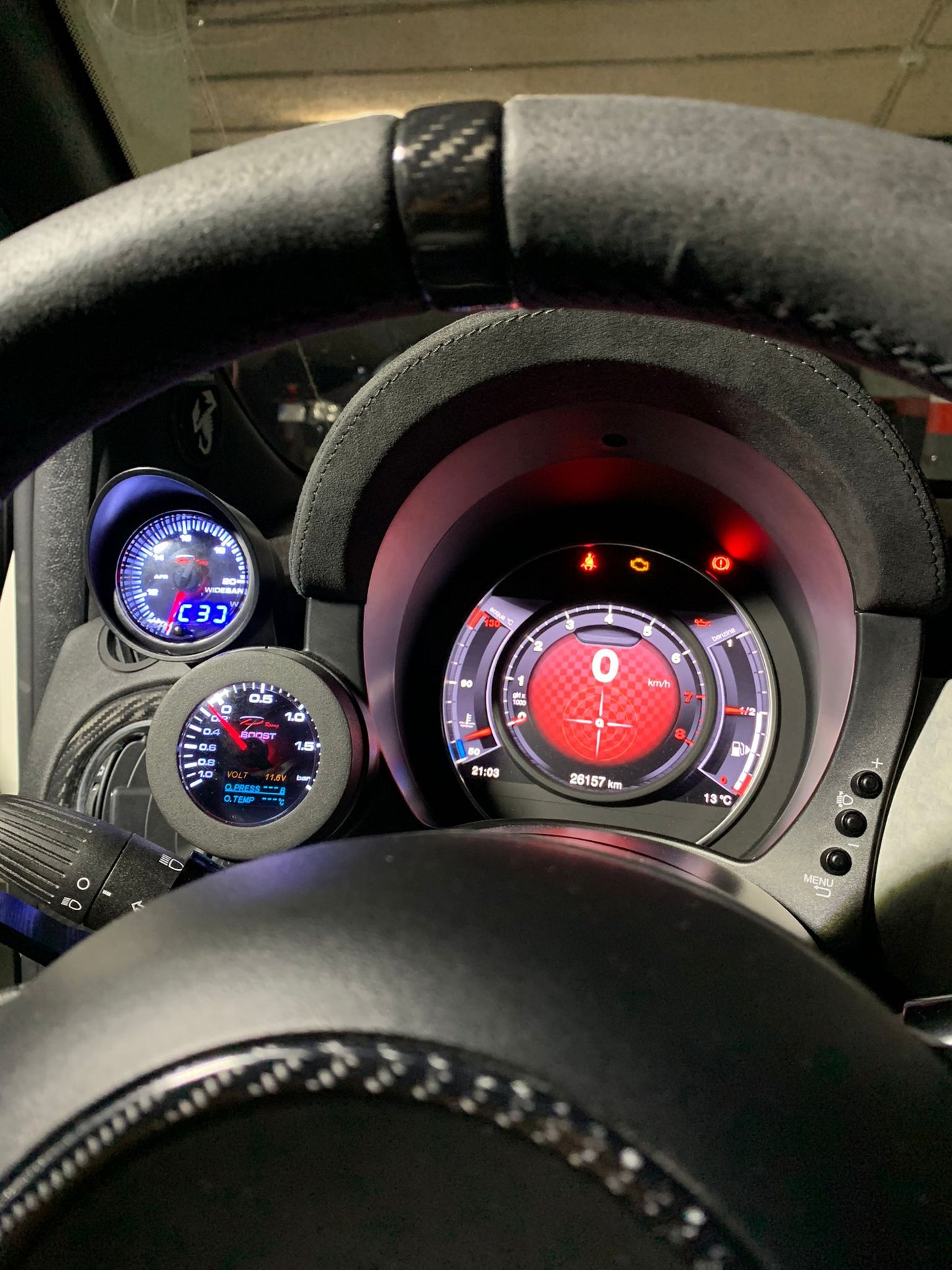 Abarth Support for Single or Double Gauges 52mm or 60mm to measure (AFR, EGT...)