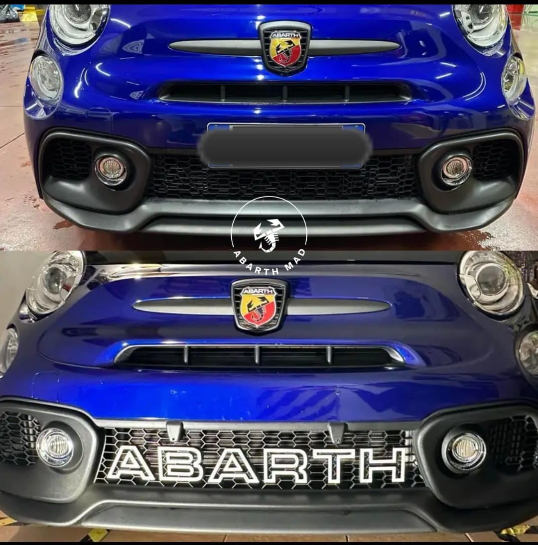 Abarth Letras 3D Rejilla Parrilla Frontal Restyling 🔴🟡⚪🔵🇮🇹