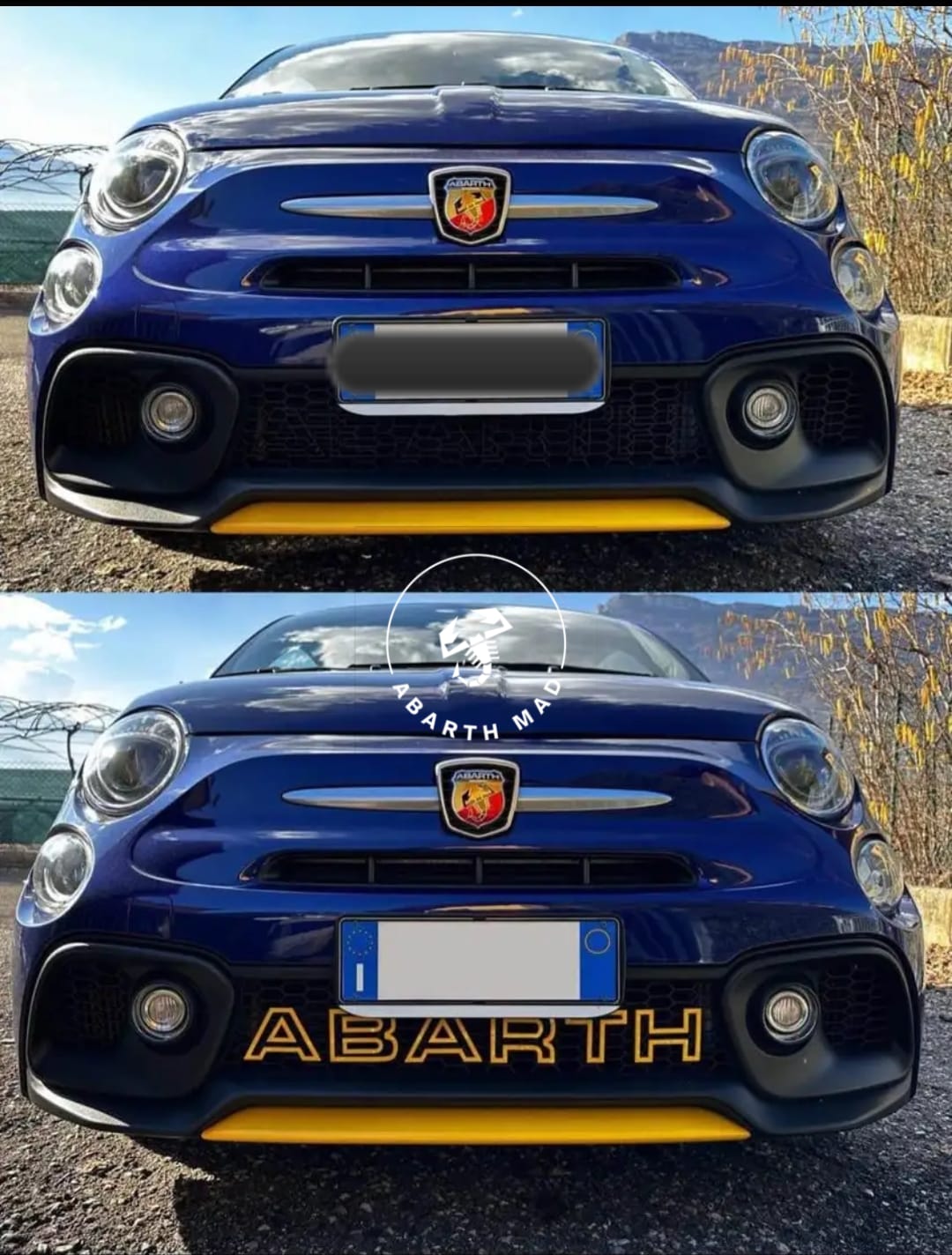 Abarth Letras 3D Rejilla Parrilla Frontal Restyling 🔴🟡⚪🔵🇮🇹