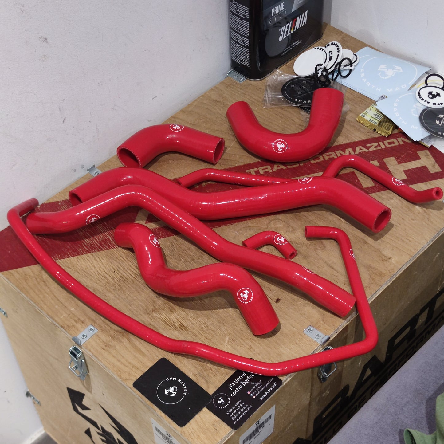 Abarth Kit (8) Tubi Radiatore Acqua in Silicone Nero⚫ o Rosso🔴