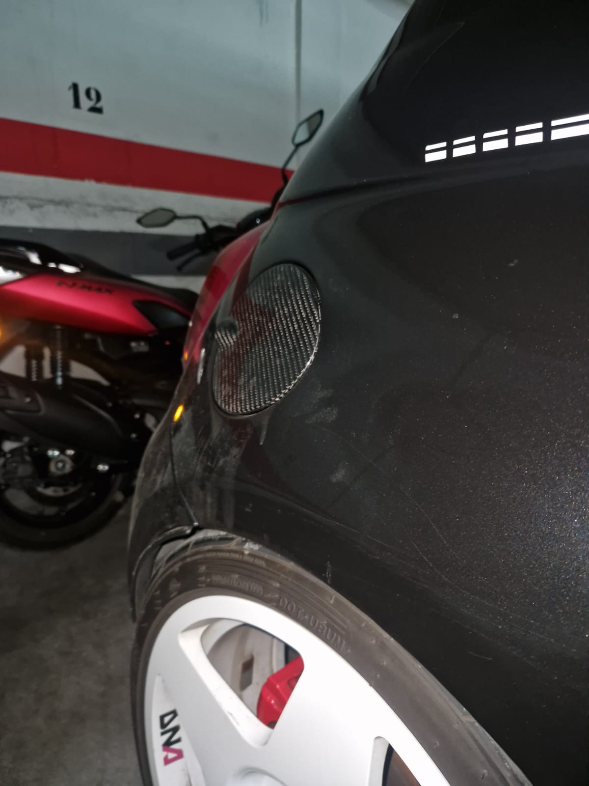 Abarth Cover Fibra de Carbono Tapa Cierre Depósito Gasolina Fuel