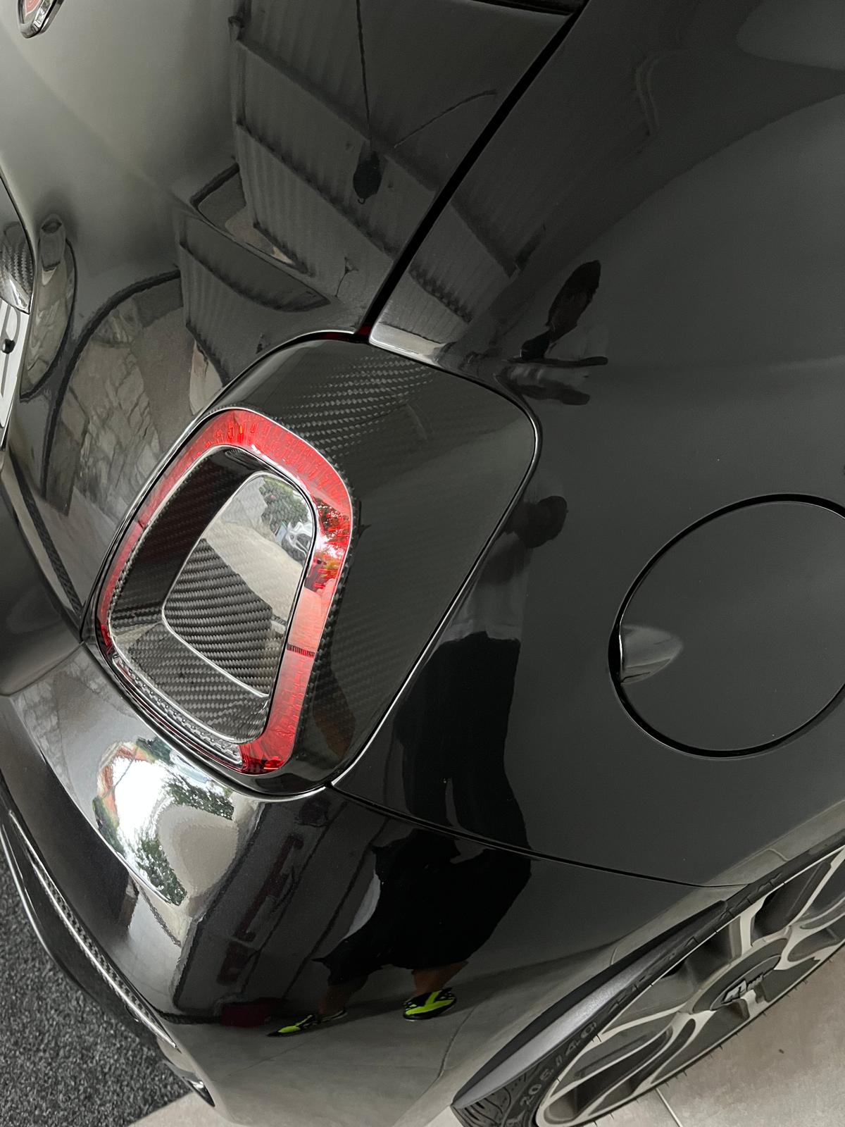 Abarth Cover Tapa Faros Traseros Restyling Fibra de Carbono