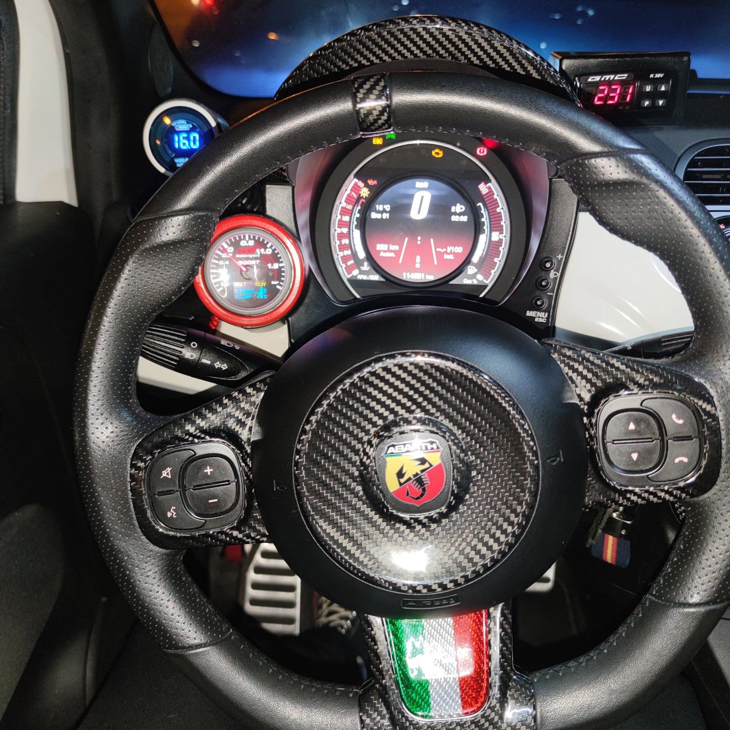 Abarth Aro Anillo Volante Fibra de Carbono rojo o negro 🔴⚫