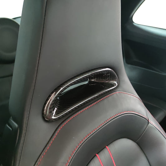 Abarth Fibra de Carbono Cover Reposacabezas Asientos OEM No Sabelt Headrest Seats (4 piezas)