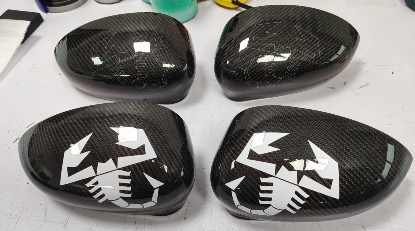 Abarth Fiat Carcasa Retrovisores Espejos Mirror Fibra de Carbono Vinilo Lacado