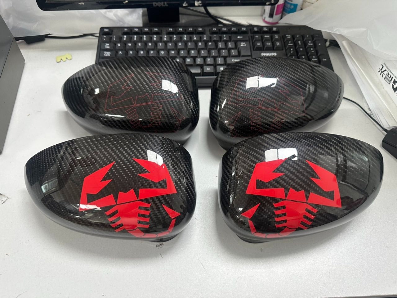 Abarth Fiat Carcasa Retrovisores Espejos Mirror Fibra de Carbono Vinilo Lacado