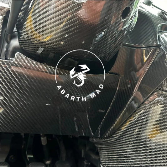 Abarth Cover Carbono OBD y Airbag Conductor Driver Carbon Fiber Restyling y modelo USA (3 piezas)