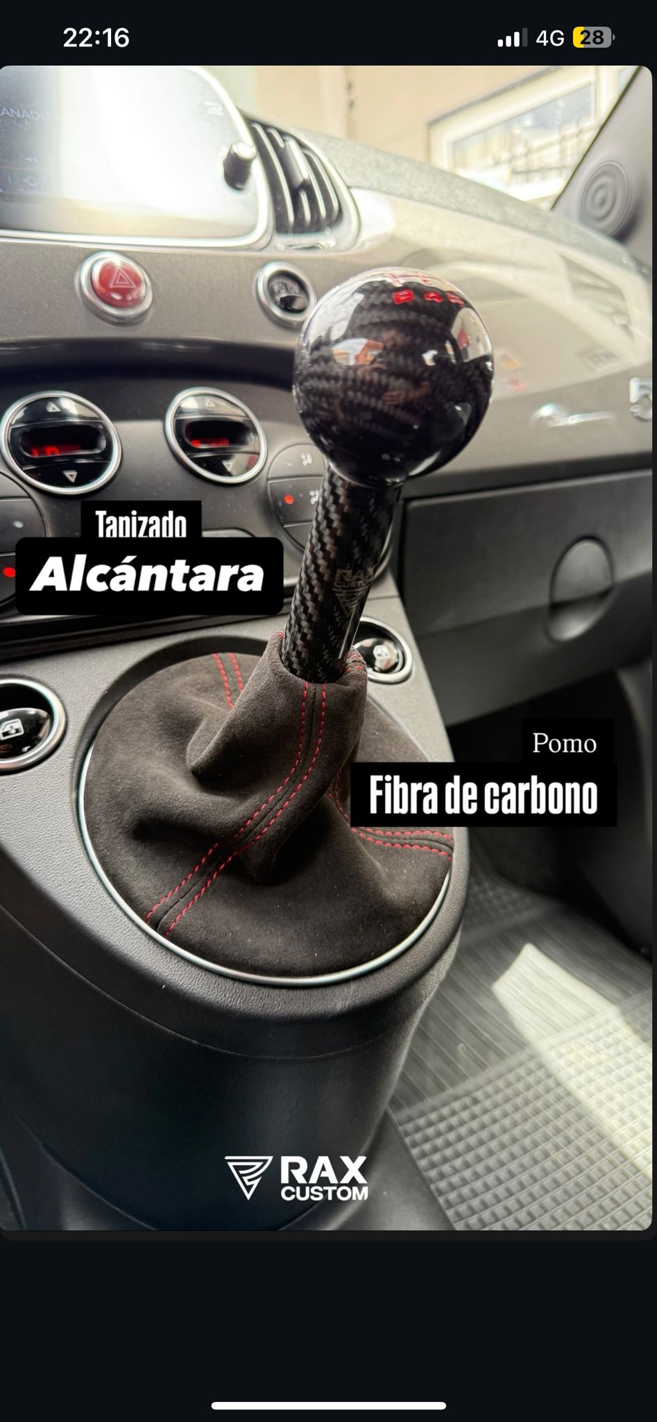 Abarth Carbon Ball Gear Knob 🔴🟡