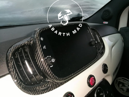 Abarth 2016+Carbon Fiber Restyling Nav Pantalla 7" Screen + Aireators Surround Cover