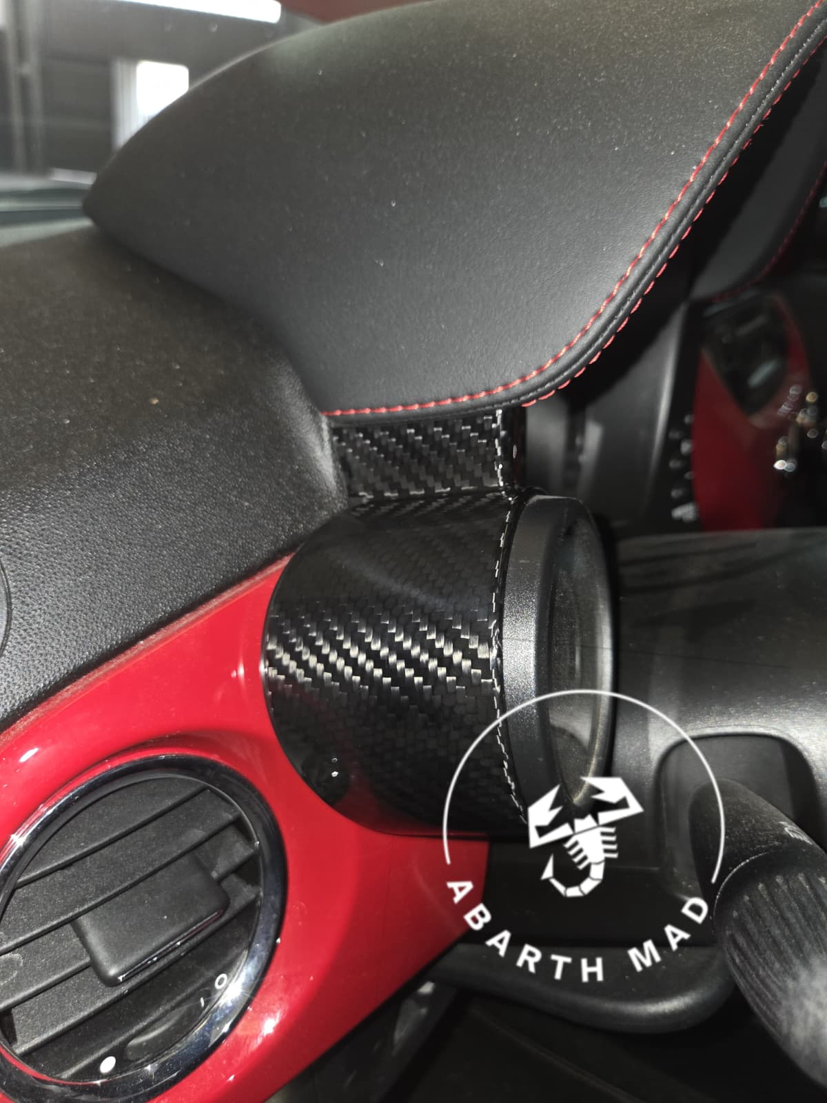 Abarth 595 695 Restyling Cover Reloj Gauge Turbo Fibra de Carbono 100% Real Carbon Fiber