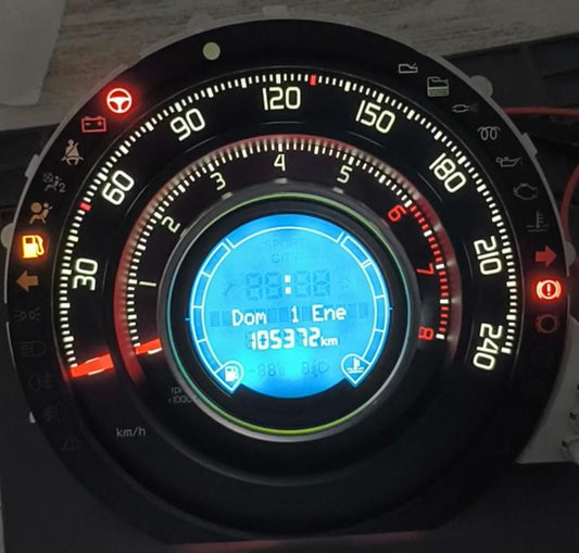 Abarth 2008-2014 TFT Analógico Tacómetro Cuentakilómetros Cluster Cuadro Instrumentos CUSTOM LIGHT (send us yours)