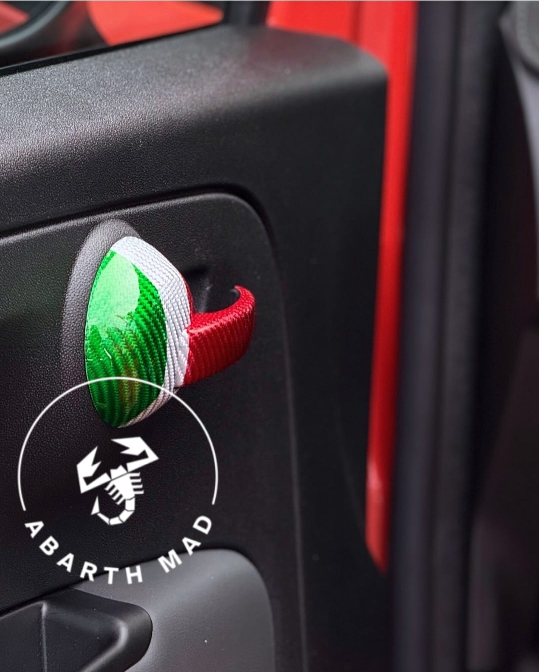 Abarth Italia 🇮🇹 Cover Manilla Tirador Puerta Interior Carbon Fiber Door Handle Pull