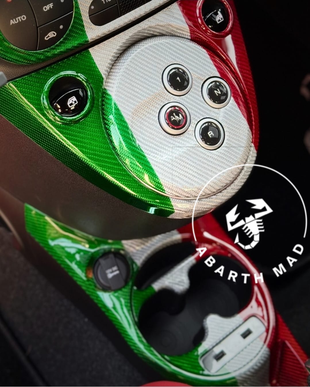 Abarth Cover Cambio MTA Gearbox Caja Automática Carbon Fiber Italia 🇮🇹 100% Real