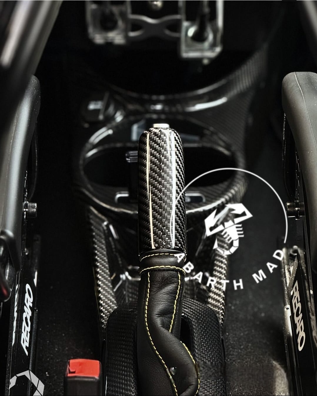 Abarth Cover Handbrake Real Carbon Fiber