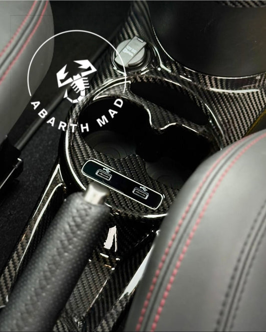 Abarth 2016+ Restyling Consola Cover Fibra de Carbono Túnel 12V