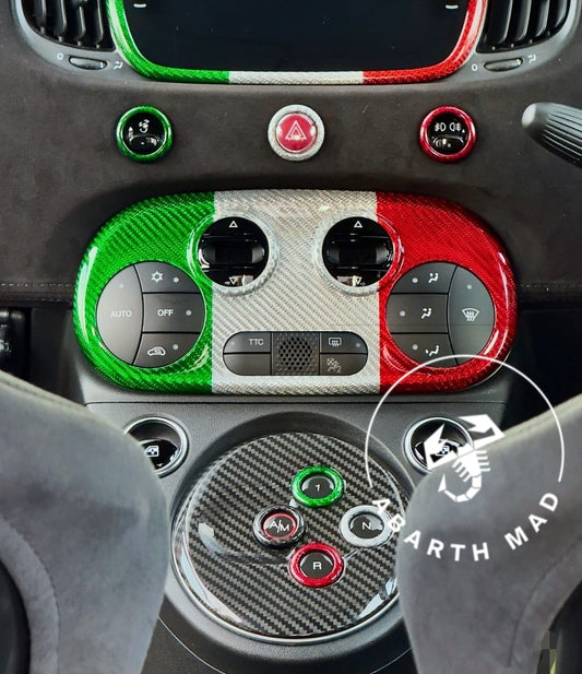 Abarth MTA Gear Rings Italian 🇮🇹 Flag Carbon Fiber Cover