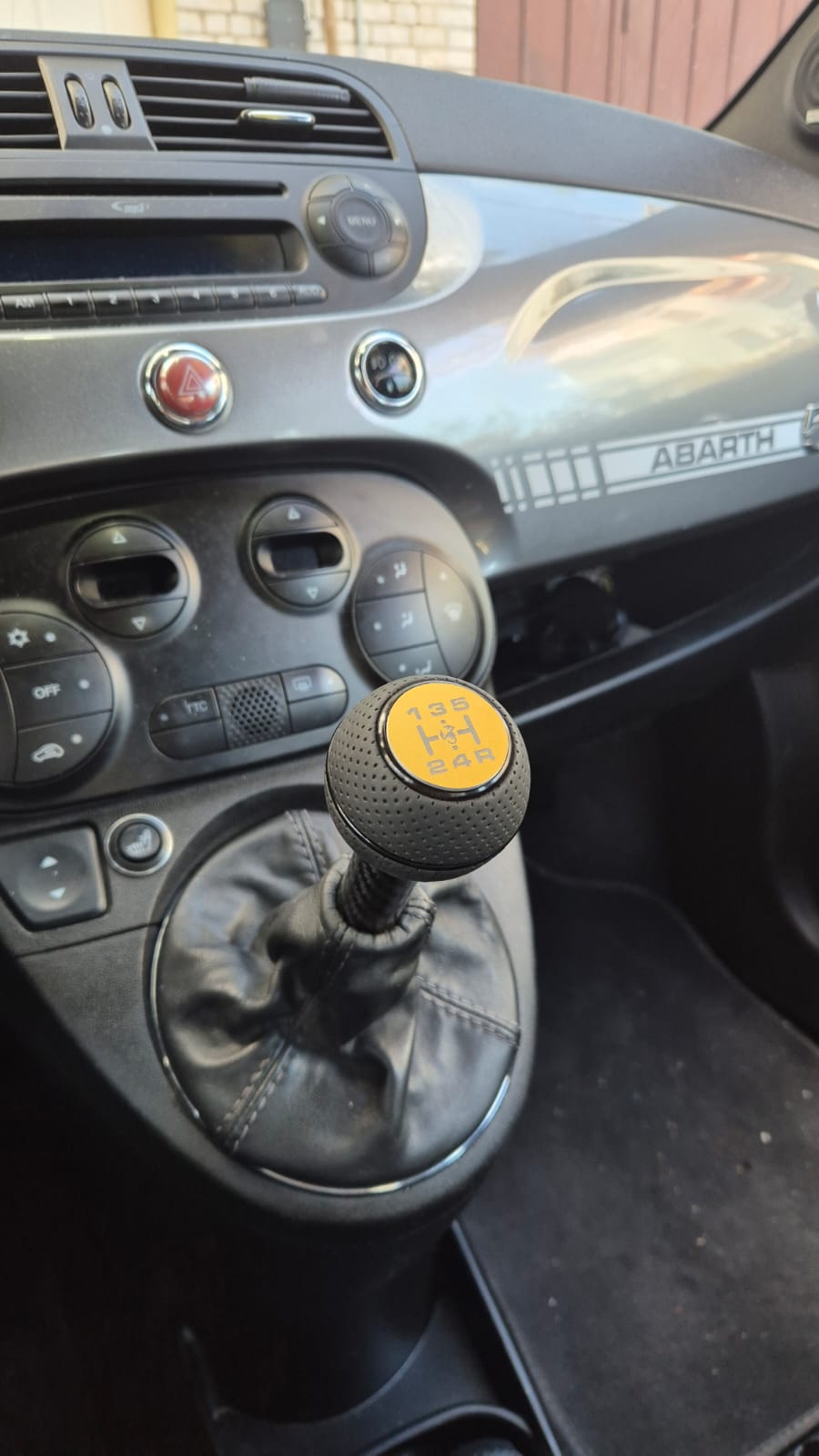 Abarth Imitation Leather Knob Ball + Carbon or Aluminum Customized