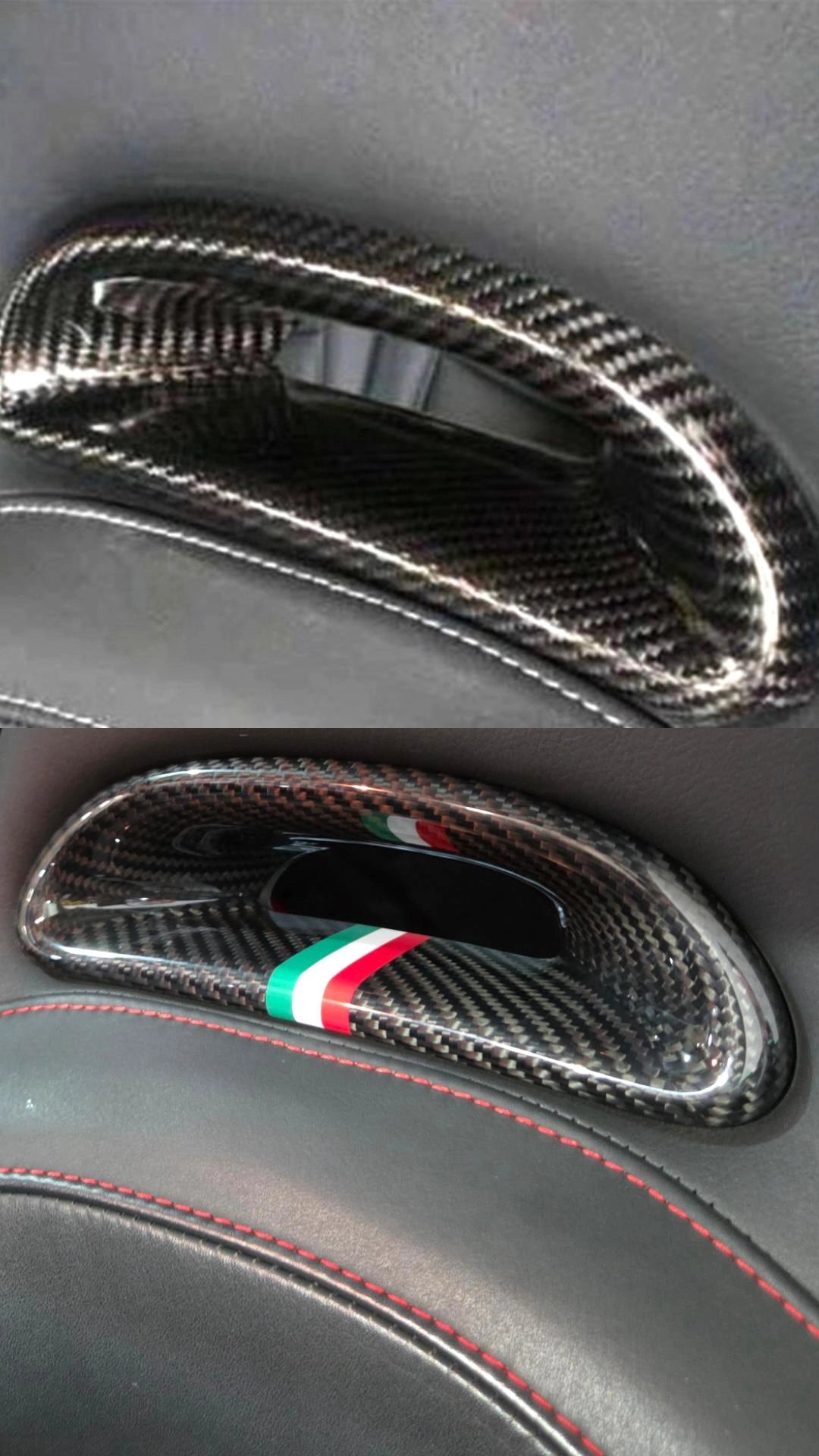 Abarth Fibra de Carbono Cover Reposacabezas Asientos OEM No Sabelt Headrest Seats (4 piezas)